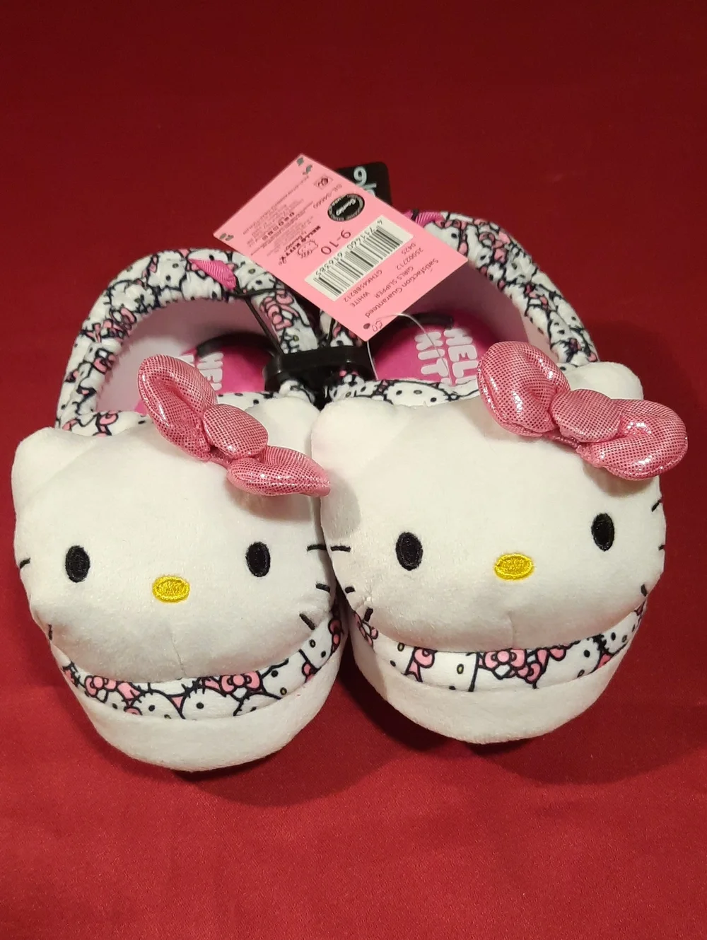 Hello Kitty White & Pink Plush Character Slippers